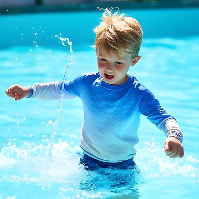 INGEAR Boys' Rash Guard UPF 50+ Swim Shirt - Lightweight, Quick-Dry, Durable Sun Protection for Swimming, Sizes XS-XL