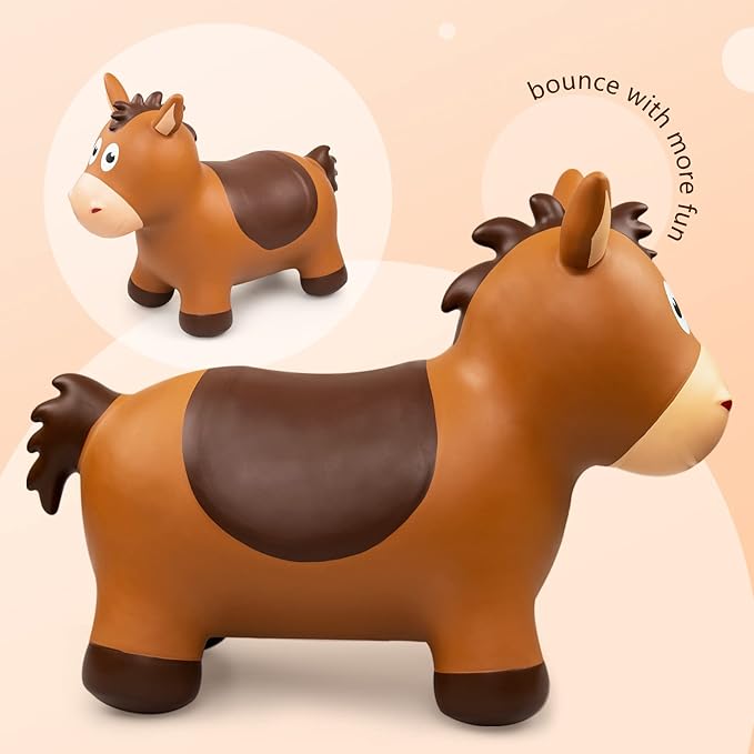 PlayZap Bouncy Horse Hopper, Bouncy Animals Hopper for Toddlers, Inflatable Jumping Ride on Bouncer, Kids Hopping Toys for 18M 2 3 Years Old Boys Girls Gifts