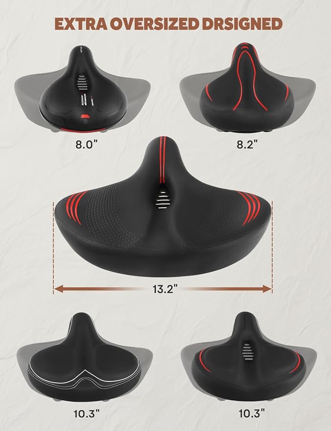 Extra Oversized Bike Seat Cushion for Peloton Bike & Bike+, Comfort Bicycle Seat Replacement for Men Women, Wide Bike Saddle Compatible with Peloton Accessories, Exercise, Electric, Cruiser Bikes