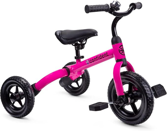XPIY Tricycle for Toddlers Age 2-5 Years Old, 3 in 1 Folding Toddler Bike for Boys and Girls, Kids' Bike Trike with Detachable Pedal and Adjustable Seat (Pink)