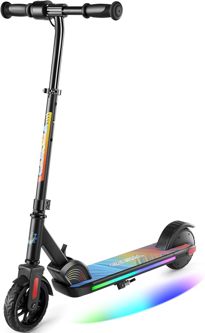 Caroma Electric Scooter for Kids Ages 6-14, 180W/150W Motor & 10 Mph, 85 Mins Ride Time, Adjustable Height & Speed, LED Display & Colorful Lights, Kids Electric Scooter, Best Gifts for Girls and Boy