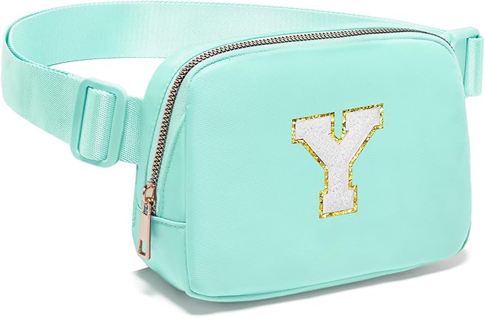 Gitus Birthday Gifts for 8 9 10 11 12 13 Year Old Girls Personalized Fanny Pack Crossbody Bags with Initial Letter Patch Belt Bag for Teen Girls Cute Trendy Stuff Travel Essentials (Mint Green-Y)