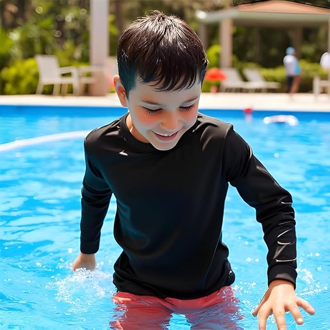 INGEAR Boys' Rash Guard UPF 50+ Swim Shirt - Lightweight, Quick-Dry, Durable Sun Protection for Swimming, Sizes XS-XL