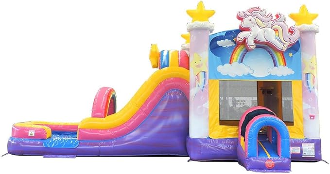 TentandTable Inflatable Bounce House Water Slide for Kids 5-12 Large, Commercial Grade Mega Bouncy Castle for Adults, Jump House, Includes Electric Air Blower, 32' L x 16' W x 15' H, Unicorn
