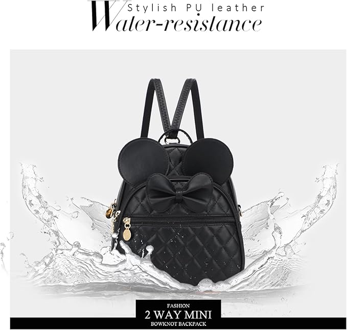 KL928 Girls Mini Backpack Bowknot Polka Dot Cute Small Daypacks Convertible Shoulder Bag Purse for Women