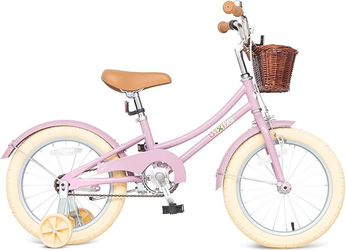 Retro Design Girls Bike with Basket and Coaster Brake for 3-13 Years Old Kids, 14 16 18 Inch Cruiser Bicycle for Toddlers with Training Wheels, 20 24 26 Inch with Kickstand, Multiple Colors