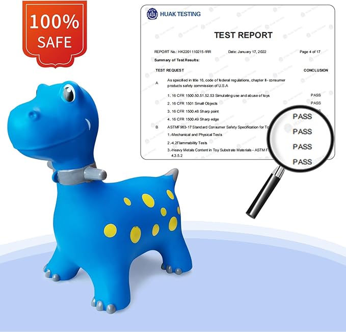 HotMax Bouncy Horse, Dinosaur Hopper Toys for Kids, Inflatable Ride on Bouncy Animals Toys for Toddlers, Jumping Horse for Baby Birthday Gift for Boy or Girl 18 Months 2-4 Year Old (Blue)