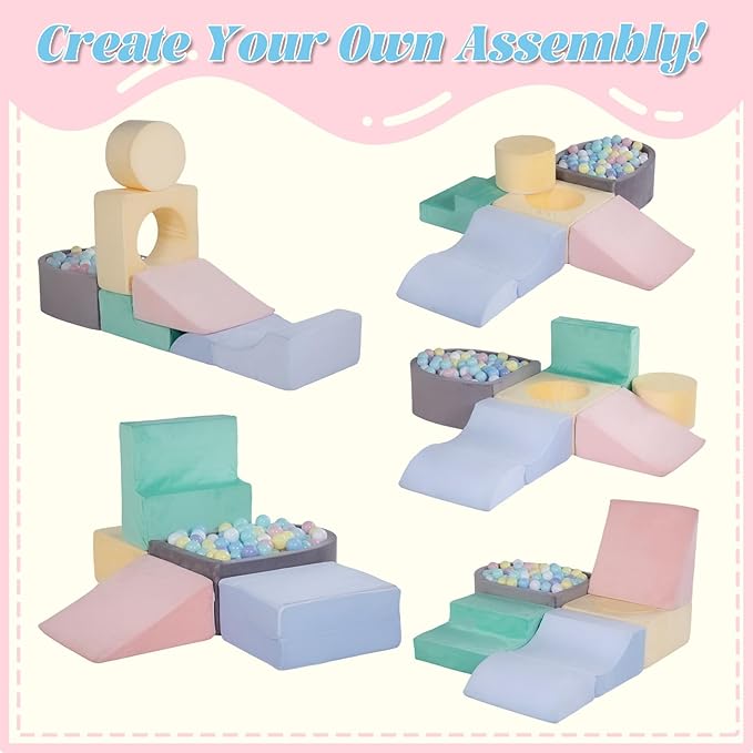 Climbing Toys for Toddlers 1-3, Foam Climb Blocks for Baby，6-Piece Baby Climbing Crawling Toys Soft Foam Blocks Activity Play Set (6-Piece)