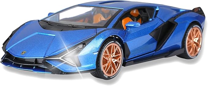 SASBSC Lamb Toy Cars for Kids Sian Model Car Fp37 Diecast Metal Cars with Light and Sound Pull Back Car Toys for 3+ Year Old Boys (Blue-1 24)