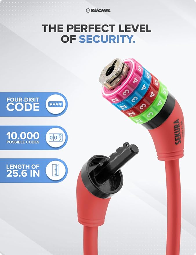 Bike Locks Cable for Kids - Colorful & Keyless - Secure Your Child's Bike - Easy-to-Use Bicycle Accessory, High Security 5 Digit Resettable Combination Coiling Bicycle Lock, Anti Theft