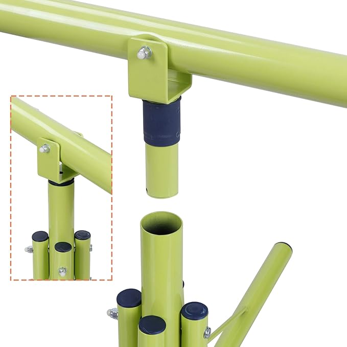 SUPER DEAL Teeter Totter Kids Seesaw, Outdoor Playground Equipment 360 Degrees Rotate All Steel Extendable Tubes for Toddlers Children Backyard, Green and Orange, 2 Seat