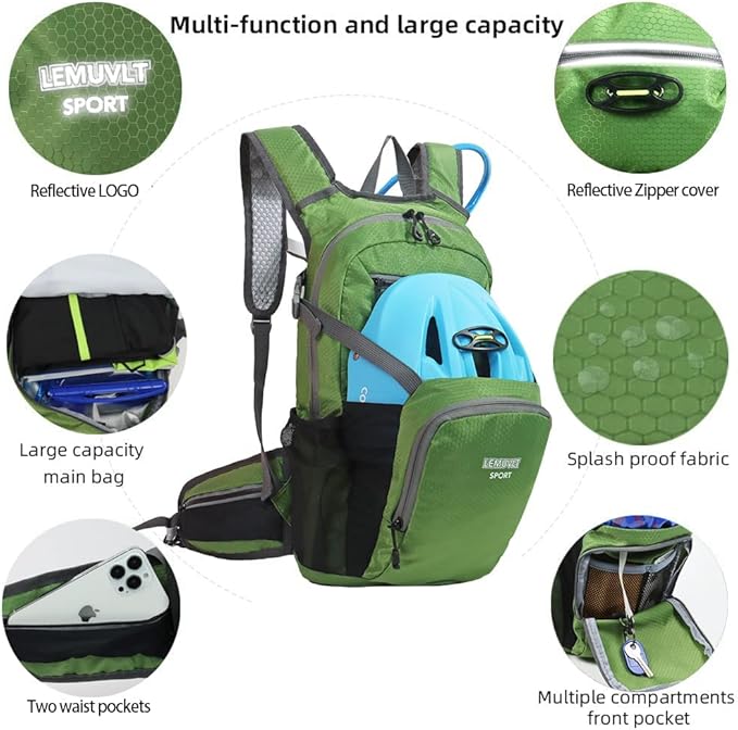 Hiking Daypack Waterproof Biking Backpack 15L Lightweight Durable Backpack for Ski Snowboarding Running MTB Cycling
