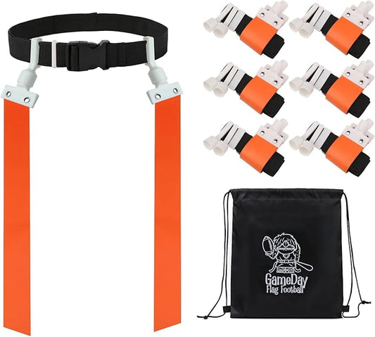 Gameday Flag Football Set – Kits for 2–14 Players w/Belts, Agility Cones & Carry Bag – Available in Multi Colors & Sizes