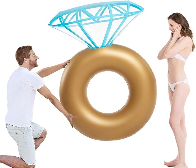 Jasonwell Inflatable Diamond Ring Pool Float - Engagement Ring Bachelorette Party Float Stagette Decorations Swimming Tube Floaty Outdoor Water Lounge Floats for Adults
