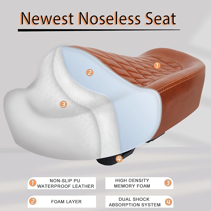 BUCKLOS New Noseless Bike Seat for Comfort Men&Women Extra Wide Bicycle Seat Cushion Oversized Comfortabele Foam Padded Bike Saddle for Peloton Exercise Bike Ebike Cruiser Bikes