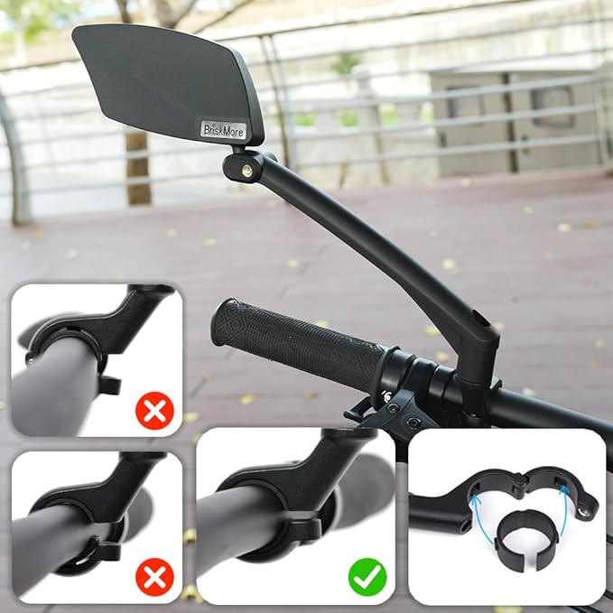 Handlebar Bike Mirror, Scratch Resistant Glass Lens, Ajustable and Rotatable Safe Rearview Bicycle Mirror