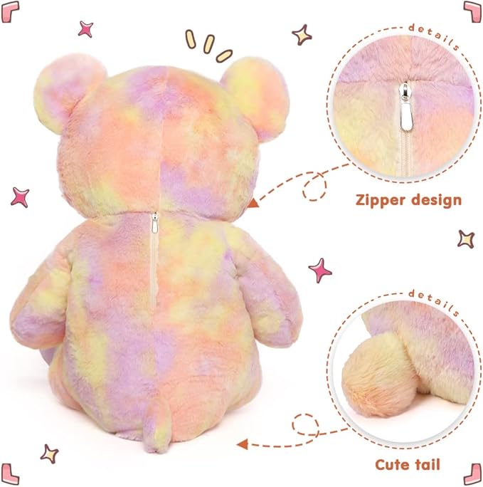 Tezituor 40in Giant Teddy Bear Stuffed Animal,Big Bear Plush Toys,Rainbow Yellow Soft Bear Plushies,Weighted Stuffed Animals Gifts for Baby Shower, Valentine, Christmas, Birthday, Party Decoration