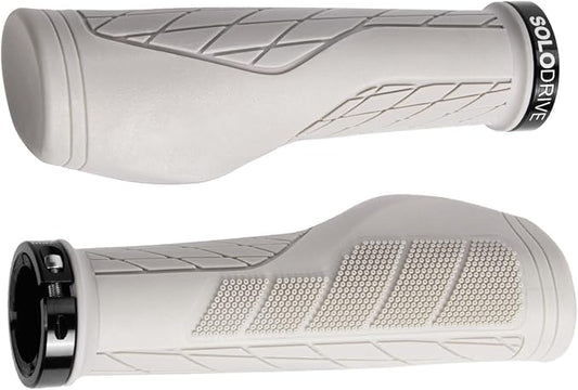 SOLODRIVE Ergonomic Design Mountain Bike Grips, Comfortable Bicycle Handlebar Grips, Single Lock-on and Non-Slip MTB Handle, Fit MTB, E-Bike, Hybrid, Scooter