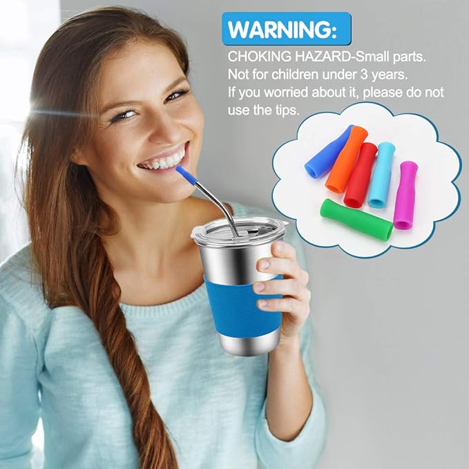 Stainless Steel Kids Cups, 6 Pack 16oz Leak Proof Kids Straw Cup Sippy Tumblers with Lid and Straw, Unbreakable Water Drinking Glasses, BPA-Free Metal Mug for Toddler Children Adult Indoor Outdoor