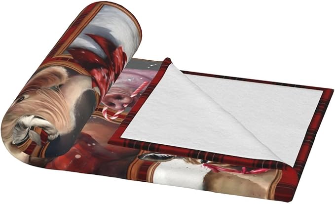 Christmas Blanket Highland Cow Farm Animal Throw Blanket Ultra Soft Cozy Fleece Goat Chicken Goose Duck Pig Donkey Gift Fuzzy Plush Bedding Blankets for Kids Adult Girls Boys Women Men 80"x60"