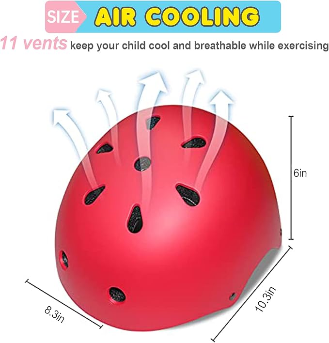 Kids Bike Helmet Set, Adjustable Toddler Helmet for Ages 2-8 Kids with Knee, Elbow & Wrist Pads | Multi-Sport Helmet for Skateboard Cycling Scooter Rollerblading