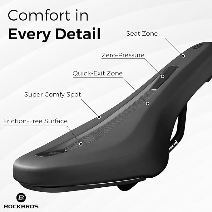ROCKBROS Kids Bike Saddle Youth Replacement Bike Seat Kids Bicycle Seat with Ergonomic Design -3 Zone Concept - Waterproof, Enhance Young Little Riders for BMX, MTB & Road 16" to 24"