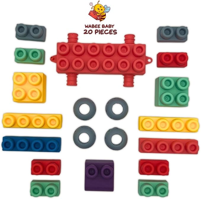 Big Soft Building Blocks for Toddlers 1-3 Year Olds - 20-Pieces Mega Blocks with Booklet for Sensory & Motor Skills - STEM Large Squishy Rubber Blocks for Babies - Montessori Stacking Baby Toys