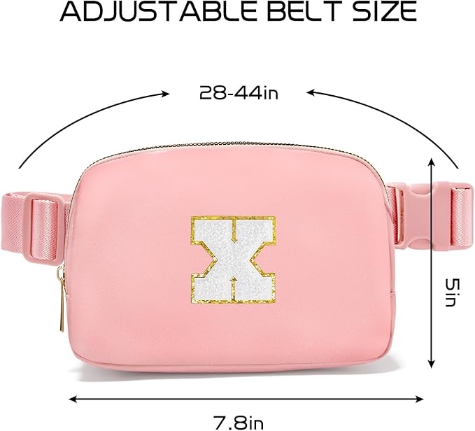 Gitus Birthday Gifts for 8 9 10 11 12 13 Year Old Girls Personalized Fanny Pack Crossbody Bags with Initial Letter Patch Belt Bag for Teen Girls Cute Trendy Stuff Travel Essentials (LightPink-X)