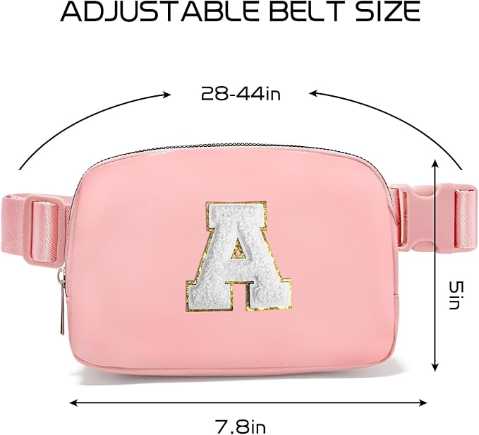 Gitus Birthday Gifts for 8 9 10 11 12 13 Year Old Girls Personalized Fanny Pack Crossbody Bags with Initial Letter Patch Belt Bag for Teen Girls Cute Trendy Stuff Travel Essentials (LightPink-A)