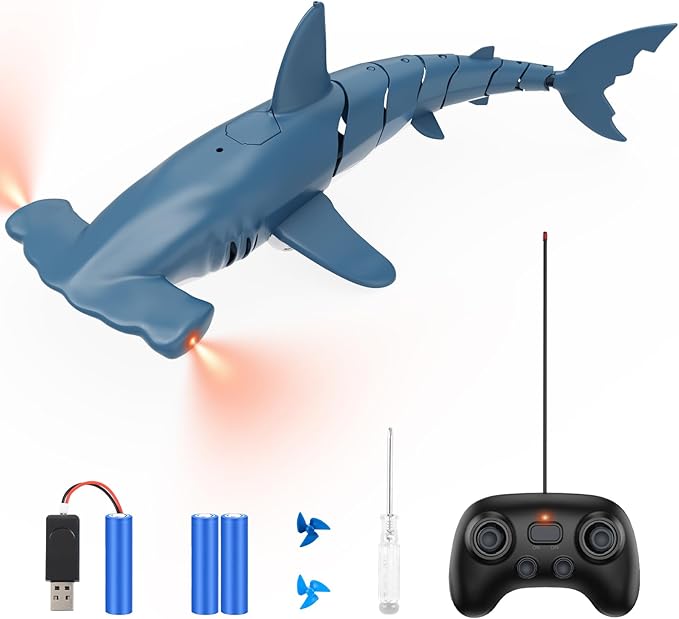 Remote Control Shark Toys High Simulation,Water Toys for Kids, High Simulation Shark for Pool & Bath, Ideal Gifts for Boys Ages 6+(Blue)