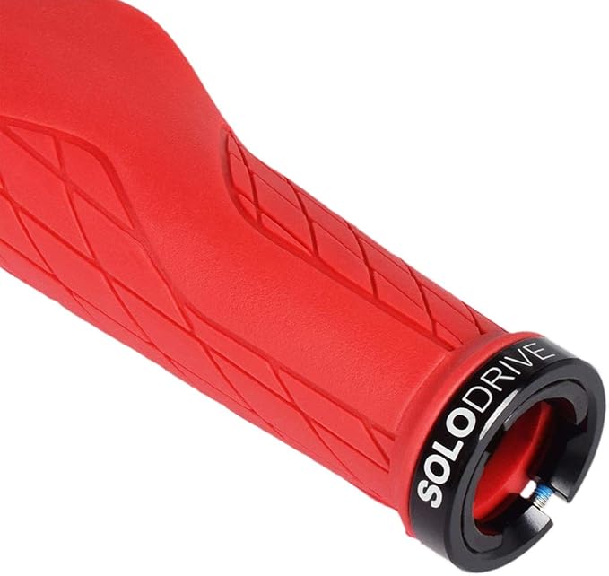 SOLODRIVE Ergonomic Design Mountain Bike Grips, Comfortable Bicycle Handlebar Grips, Single Lock-on and Non-Slip MTB Handle, Fit MTB, E-Bike, Hybrid, Scooter