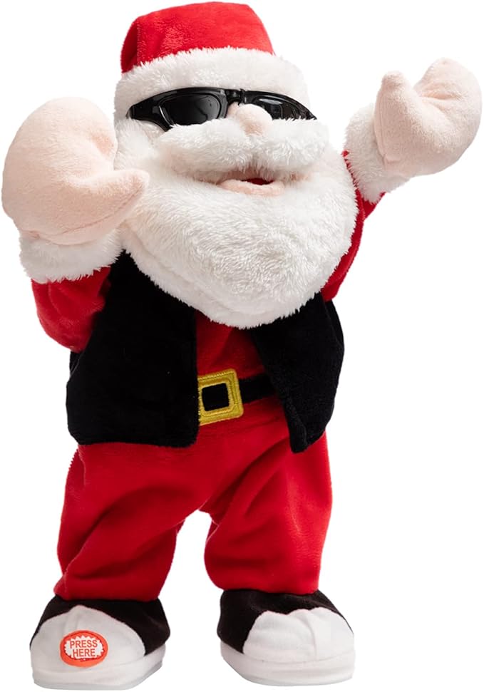 HollyHOME Animated Santa Claus Plush Christmas Singing Dancing Santa Claus Doll Xmas Musical Toy Gift for Kids 14 inch