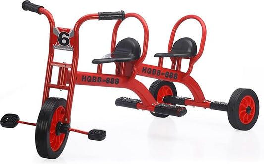 Kids Tricycle for Preschool Playground, Daycare Toddler Tandem Trike, Children Double Seat Bikes with Passenger Seat, Outdoor Playground Equipment Toddler Tricycles for Riders Ages 3+