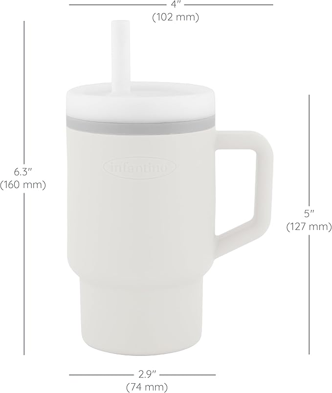 Infantino My 1st Tumbler, Silicone Sippy Cup with Straw & Handle, Spill-Resistant Baby Cup for On-the-Go, BPA-Free Transition Bottle