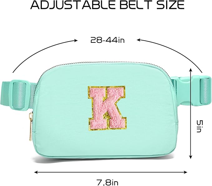 Gitus Belt Bag Fanny Pack Crossbody Bags with Initial Letter Patch Cute Stuff Birthday Gifts for Teenager Girls Trendy Preppy Stuff for Teen Girls Cool Stuff for Teens (Mint Green-K)