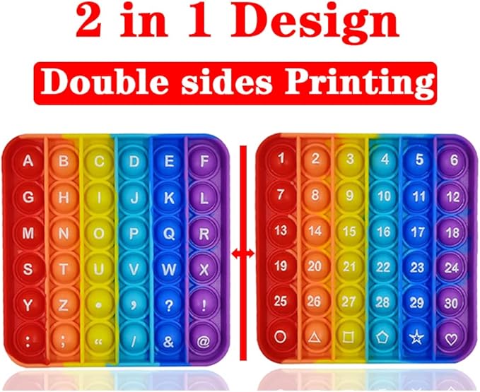 AK-SHIP 2 in 1 Fidget Toys, ABC Learning and Educational Toys, Poppers Fidget Toys,AK-SHIP Stress Relief, Autism Sensory Toys [26 Letters on One Side | Numbers 1-30 on The Other Side] (1 Pack)