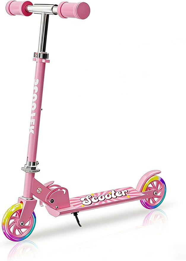 Scooter for Kids Ages 3+, 2 Wheels Kids Kick Scooter with Led Light Up & 3 Levels Adjustable, Lightweight Foldable for Boys&Girls