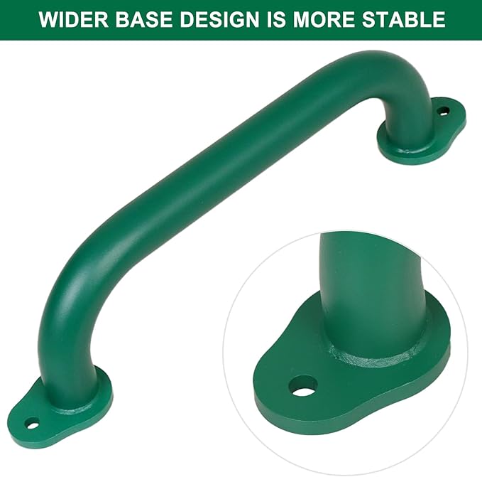 SELEWARE 6-Pack 12-Inch Green Metal Playground Safety Handles – Heavy-Duty, Non-Slip Kids’ Grab Bars for Indoor/Outdoor Playsets, Swing Sets, Playhouses, Treehouses, Jungle Gyms & Climbing Frames