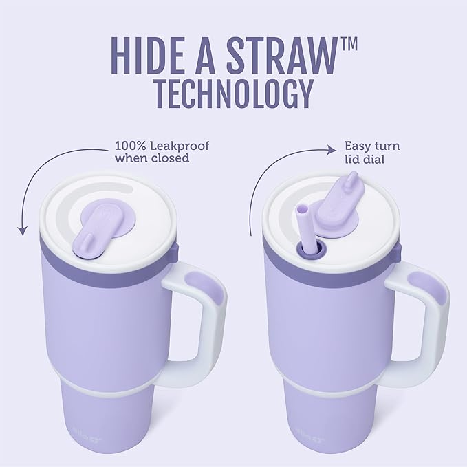 Ello Oasis 30 oz Tumbler with Handle & Retracting Straw | Reusable Insulated Stainless Steel Cup 100% Leakproof, Gifts for Teens Women Men | Keeps cold for 24 Hours, Cup Holder Friendly, Sweet Alyssum