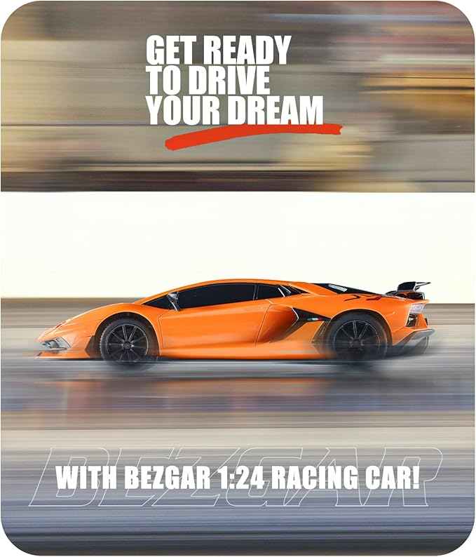 BEZGAR Remote Control Car Licensed RC, 1:24 Lambo Toy Car for Kids, Lambo Aventador SVJ Remote Control Model Electric Sport Racing Hobby Toy for 3 4 5 Year Old Boy Birthday Gift (Orange)