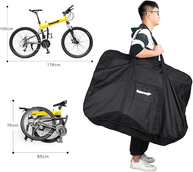 Rhinowalk 20/26inch Folding Bike Bag Waterproof Biycle Travel Case Carrying Case Outdoors Bike Transport Bag for Car Train Air Travel