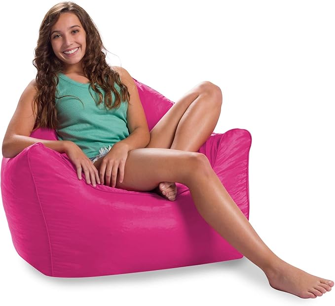 Posh Creations Structured Comfy Seat for Playrooms and Bedrooms, Large Bean Bag Chair, Malibu Lounge, Pink