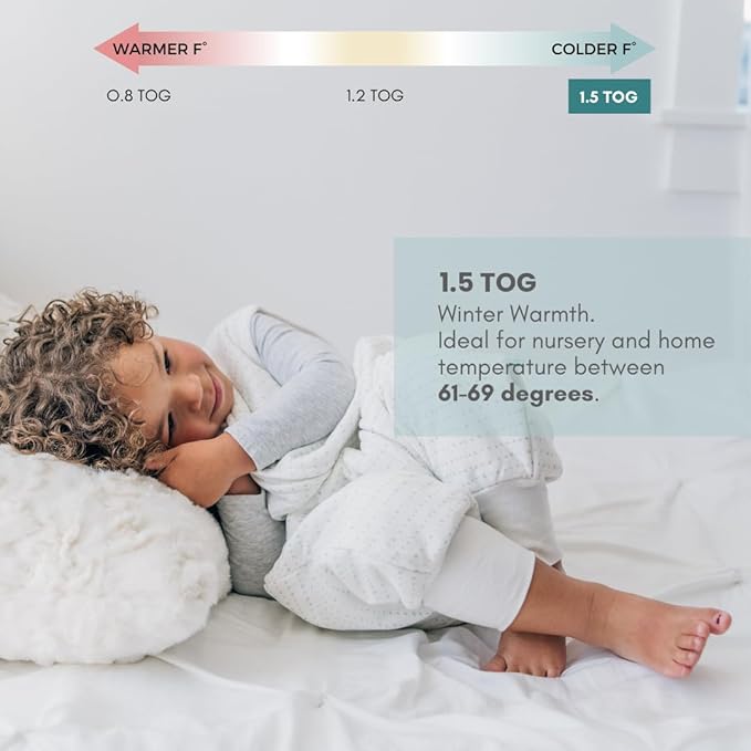 Tealbee Dreamsuit Toddler Sleep Sack with Feet – Walker Sleep Bag with Legs, Rayon made from Bamboo, Winter 1.5 TOG, 2-Way Zipper, 12m-2T - Brushed Black