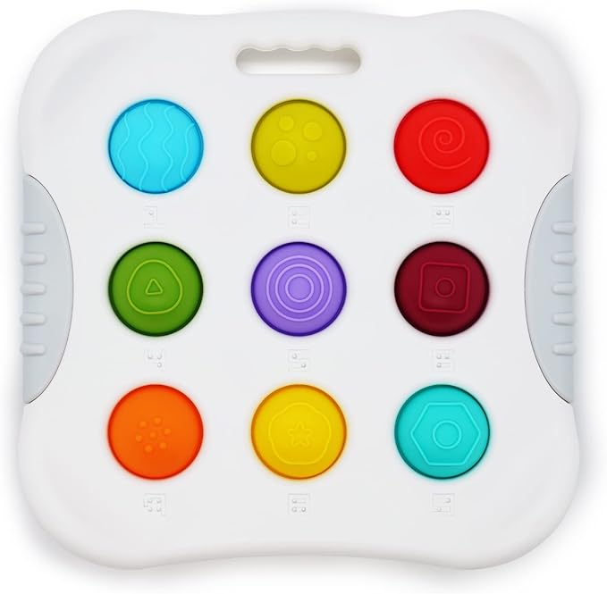 LiKee Fidget Popper Sensory Baby Toys for 12+ Months, Push and Popping Busy Board, Montessori Toys for 1+ Years Old, Airplane Car Travel Toy for Toddlers 1-3 Stress Relief (1 Piece)