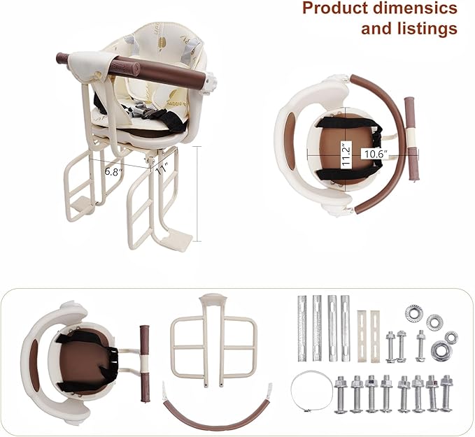 Rear Kid's Bike Seat,Rear Mounted Child Bike Seat Wraparound Attachment for Adult Bike with Armrest Harness and Pedals,Toddler Bike Seat for Child Ages 6 Months to 6 Years(Up to 110lb)