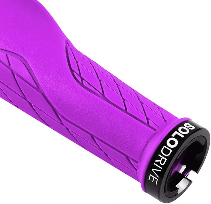 SOLODRIVE Ergonomic Design Mountain Bike Grips, Comfortable Bicycle Handlebar Grips, Single Lock-on and Non-Slip MTB Handle, Fit MTB, E-Bike, Hybrid, Scooter