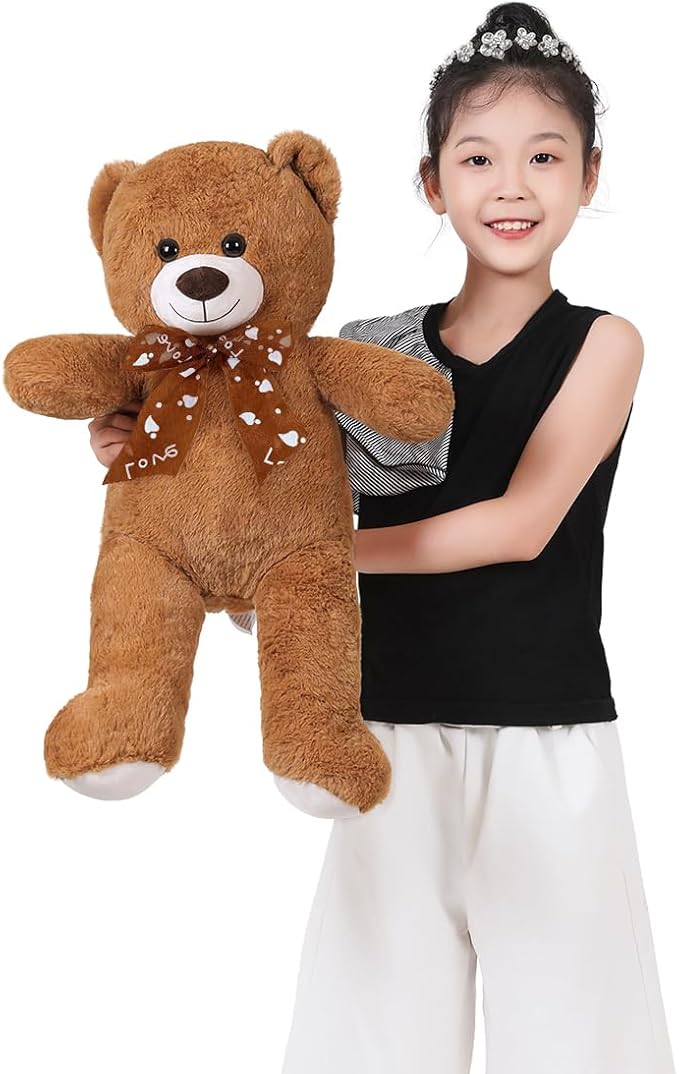 Teddy Bear Stuffed Animal 24'' Small Teddy Bear Plush Toy Gift for Valentine Christmas Birthday Dark Brown