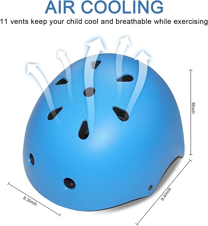 Kids Bike Helmet Set, Adjustable Toddler Helmet for Ages 2-8 Kids with Knee, Elbow & Wrist Pads | Multi-Sport Helmet for Skateboard Cycling Scooter Rollerblading