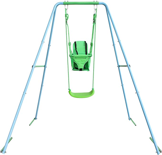 2-in-1 Toddler Swing Set - Outdoor Swing for Kids 6 Months+ with Baby Swing for Infants on Stand, Indoor & Outdoor Fun for Little Ones
