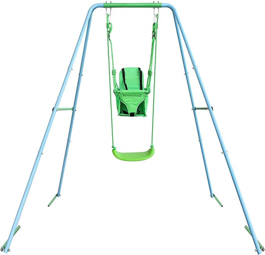 2-in-1 Toddler Swing Set - Outdoor Swing for Kids 6 Months+ with Baby Swing for Infants on Stand, Indoor & Outdoor Fun for Little Ones